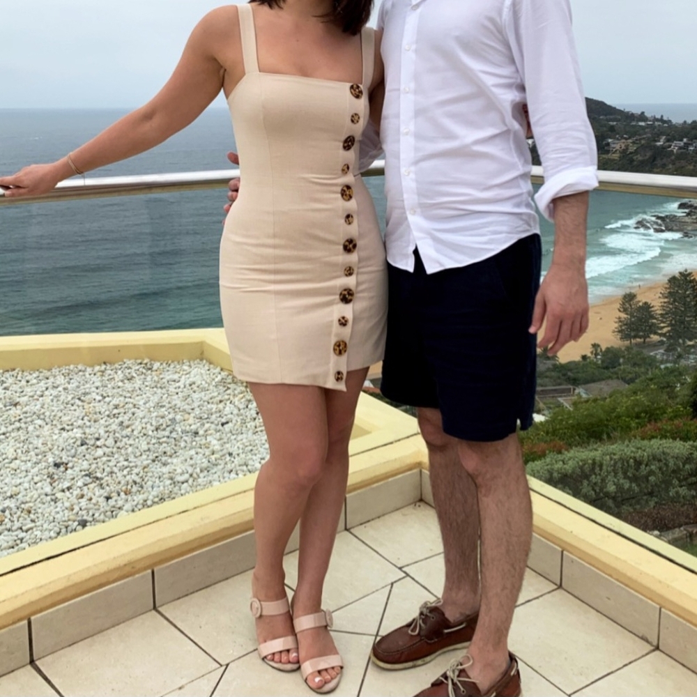 Finders Keepers Cream Button-Front Mini Dress